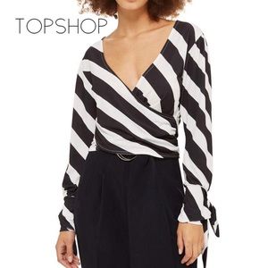 TOPSHOP Cropped Striped Tie Cuff Top 4US